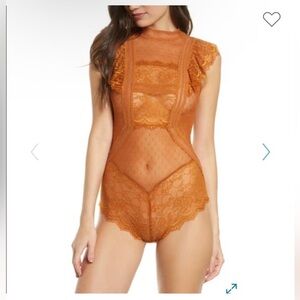 Free People Terracotta Lace Bodysuit